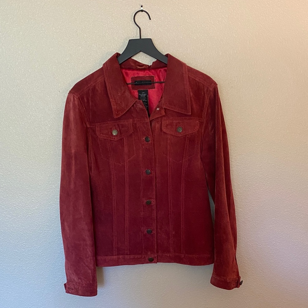 Joseph Deep Red Suede Jean Jacket